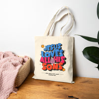Jesus Loves all his sons Cotton Canvas Tote Bag