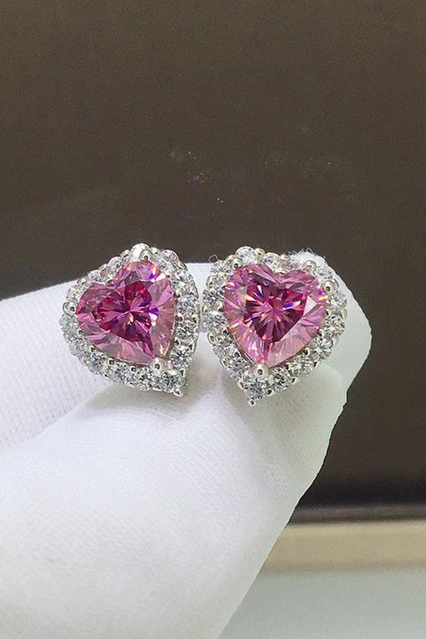 2 Carat Moissanite Heart-Shaped Earrings - Lord of LordsJewelry