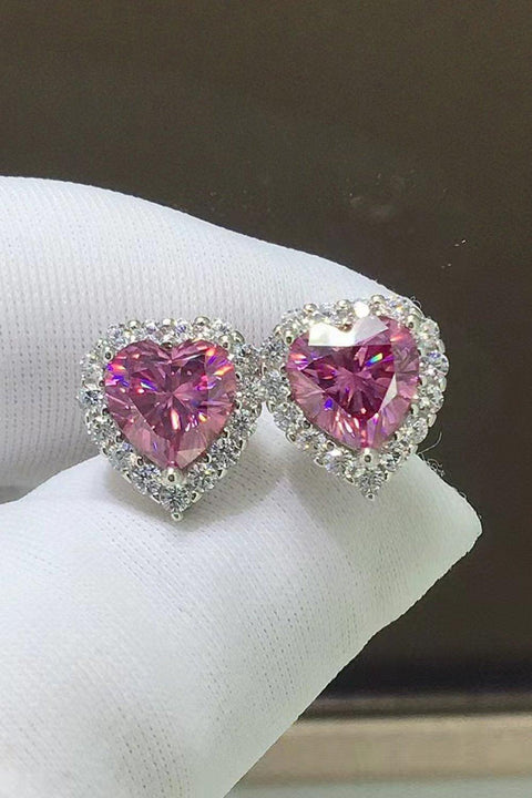 2 Carat Moissanite Heart-Shaped Earrings - Lord of LordsJewelry