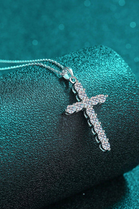 925 Sterling Silver Cross Moissanite Necklace - Lord of LordsJewelry