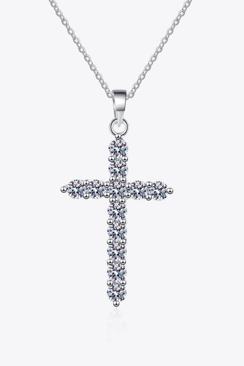 925 Sterling Silver Cross Moissanite Necklace - Lord of LordsJewelry