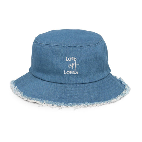 Logo Distressed Denim Bucket Hat - Lord of Lords