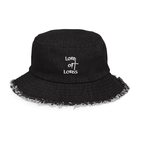 Logo Distressed Denim Bucket Hat - Lord of Lords