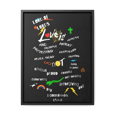 "Love Is" 1 Corinthians 13:4-8 Gallery Canvas Vertical Frame - Lord of LordsCanvas