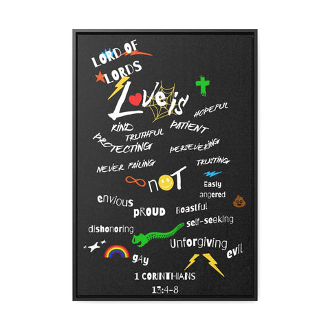"Love Is" 1 Corinthians 13:4-8 Gallery Canvas Vertical Frame - Lord of LordsCanvas