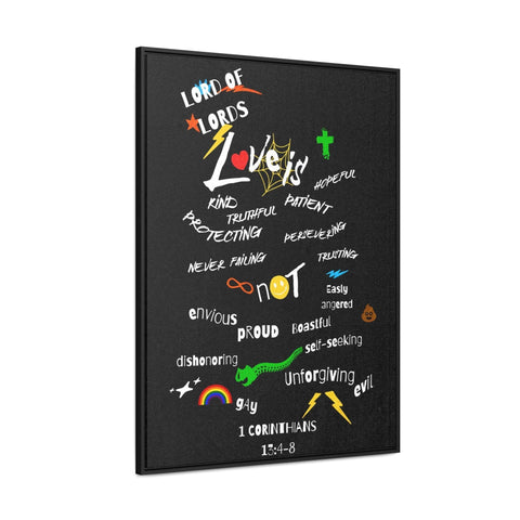 "Love Is" 1 Corinthians 13:4-8 Gallery Canvas Vertical Frame - Lord of LordsCanvas