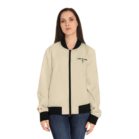 Proverbs 31 'Cream Women's Bomber Jacket - Lord of LordsAll Over Prints