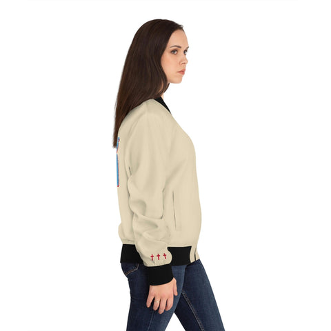 Proverbs 31 'Cream Women's Bomber Jacket - Lord of LordsAll Over Prints