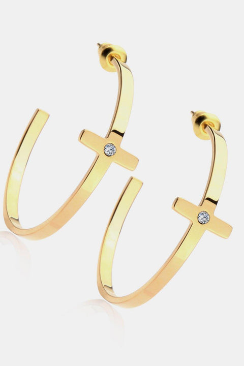 Stainless Steel Cross Hoop Earrings - Lord of LordsJewelry